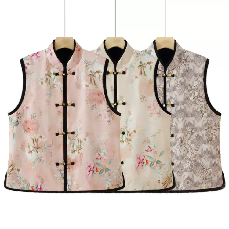 新中式皮毛一体马甲女2025冬新款国风加厚气质毛绒背心两面穿