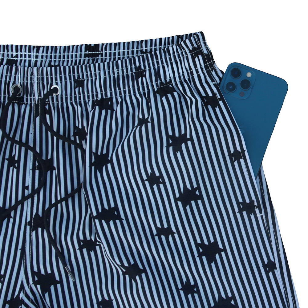 Herren Badehose Mit Vertikalen Streifen Und Gürtel Für Den Strand_voghion.com