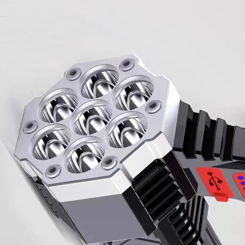 Al Aire Libre transfronterizo 7LED linterna portátil USB recargable COB luz lateral patrulla portátil Luz de pesca de plástico