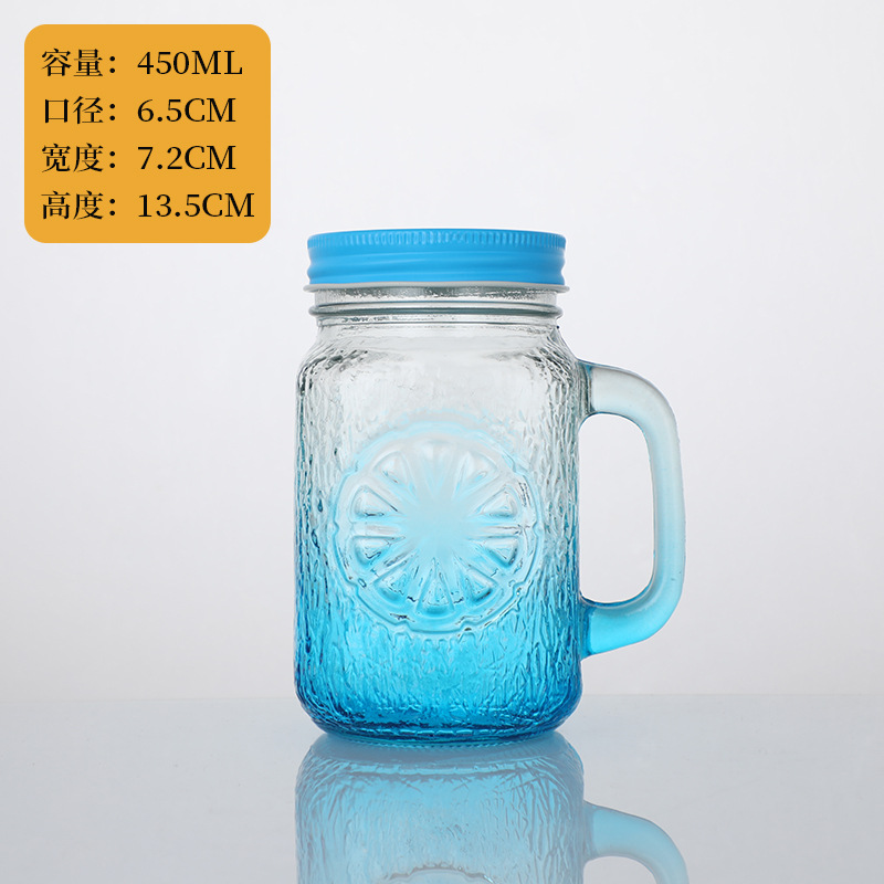 Tazas Mason con mangas de paja tazas de jugo creativas tazas de agua de vidrio de arena de color gradiente