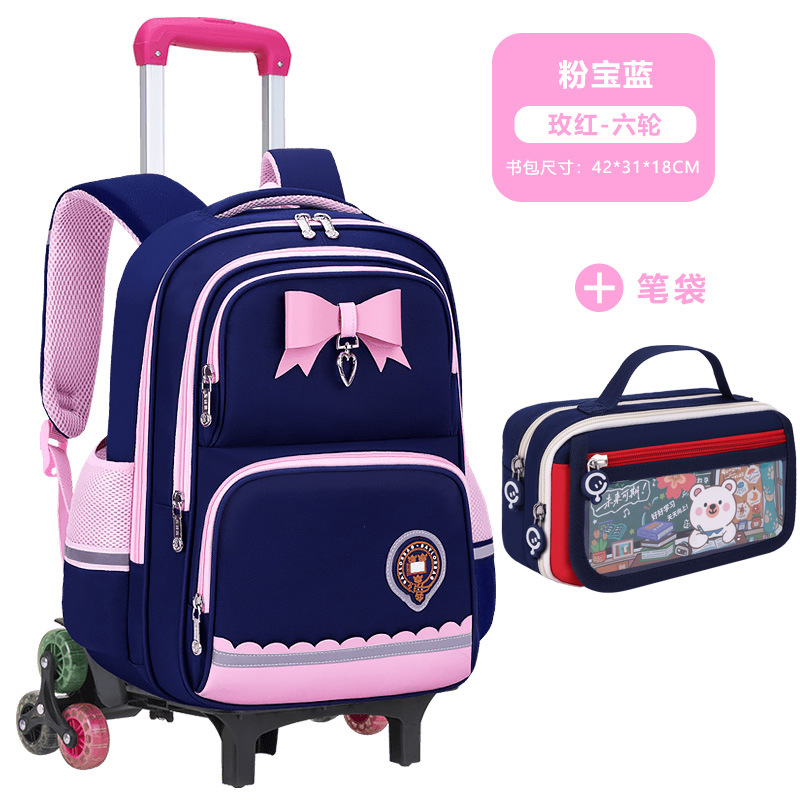 Mochila Escolar con Ruedas para Primaria Grados 2-6 de Tela de Oxford Impermeable Reducción de Carga para Escuela