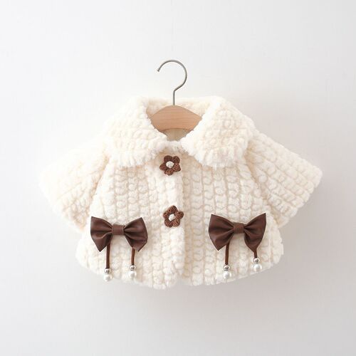 Baby cape for autumn and winter going out with velvet to keep warm for baby girl coat princess clothes cute windproof shawl