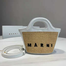 Marin玛尼拉菲草编织菜篮子包复古草编手提mini单肩斜挎水桶包潮