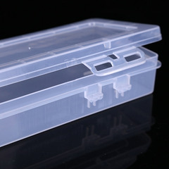 Factory Wholesale 661PP Plastic Transparent Brush Pen Holder Calligraphy Brush Storage Box Foldable Long Strip Double Clasp Sample Box Pen Box