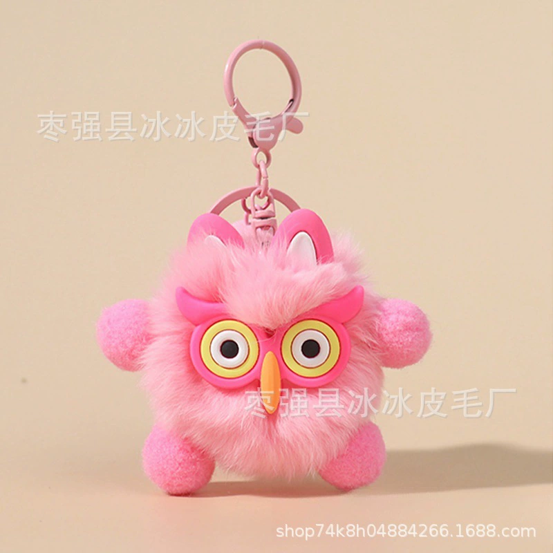 Плюшевый брелок-помпон, искусственный мех мультяшный брелок с держателем карты, 6×8 см