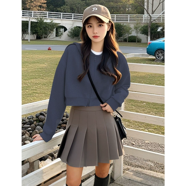 With zipper, short, autumn, thin
