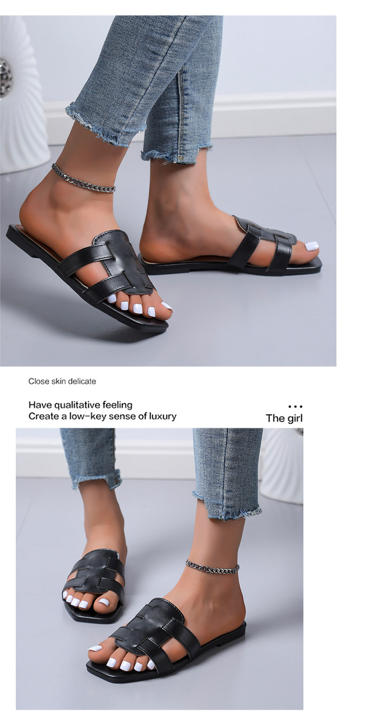 Sommer Neue Hausschuhe Frauen S Oberbekleidung Stilvolle Flache Urlaub Strand Schuhe Eine Linie Sandalen Außenhandel Große Größe_voghion.com