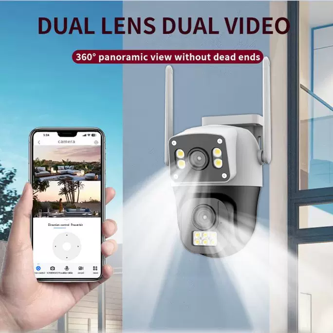 QD04 枪球监控V380 pro摄像头高清WIFI Camera双目4MP室外监控器