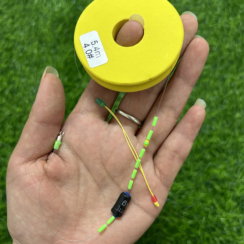 Yellow 6cm Bare Shaft Main Line Set with Pe Knot Foam Shaft Fishing Supplies Tied with Finished Main Line Foam Shaft