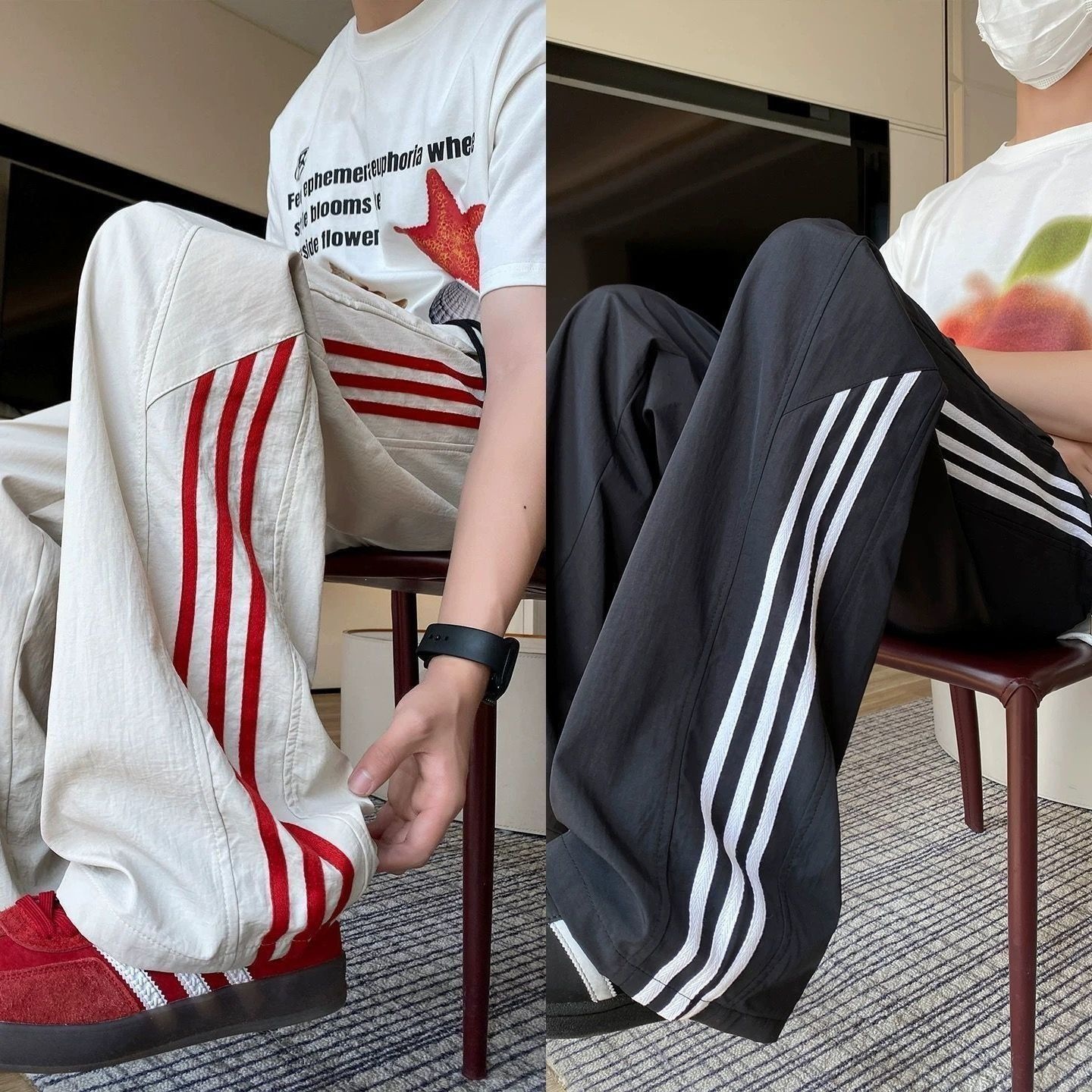 Pantalones deportivos delgados de verano transfronterizos de tres piernas de polilla de seda de hielo de secado rápido pantalones de hombre rectos sueltos
