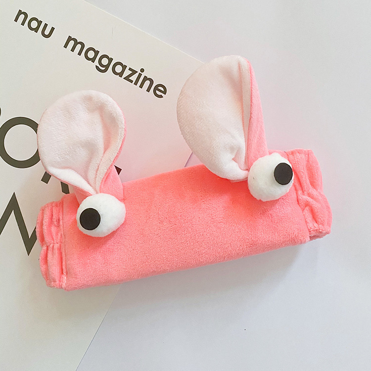 Ojos grandes orejas de conejo cara linda lavado diadema Placa de borde ancho diadema felpa dulce tocado accesorios para el cabello gato