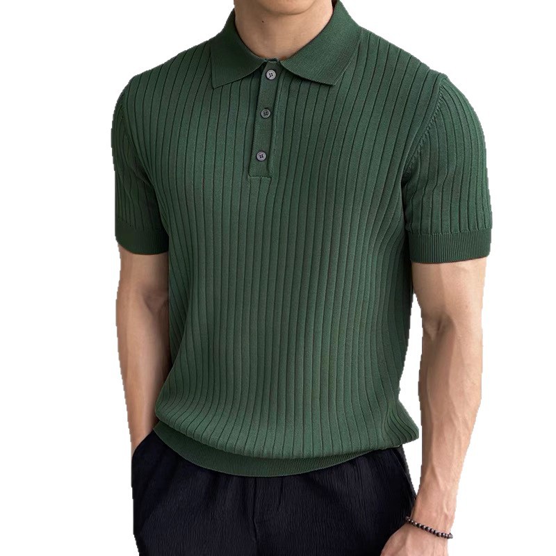 Negocio ligero estilo maduro hombres POLO manga corta verano nuevo estilo solapa botón suéter delgado comercio exterior transfronterizo al por mayor