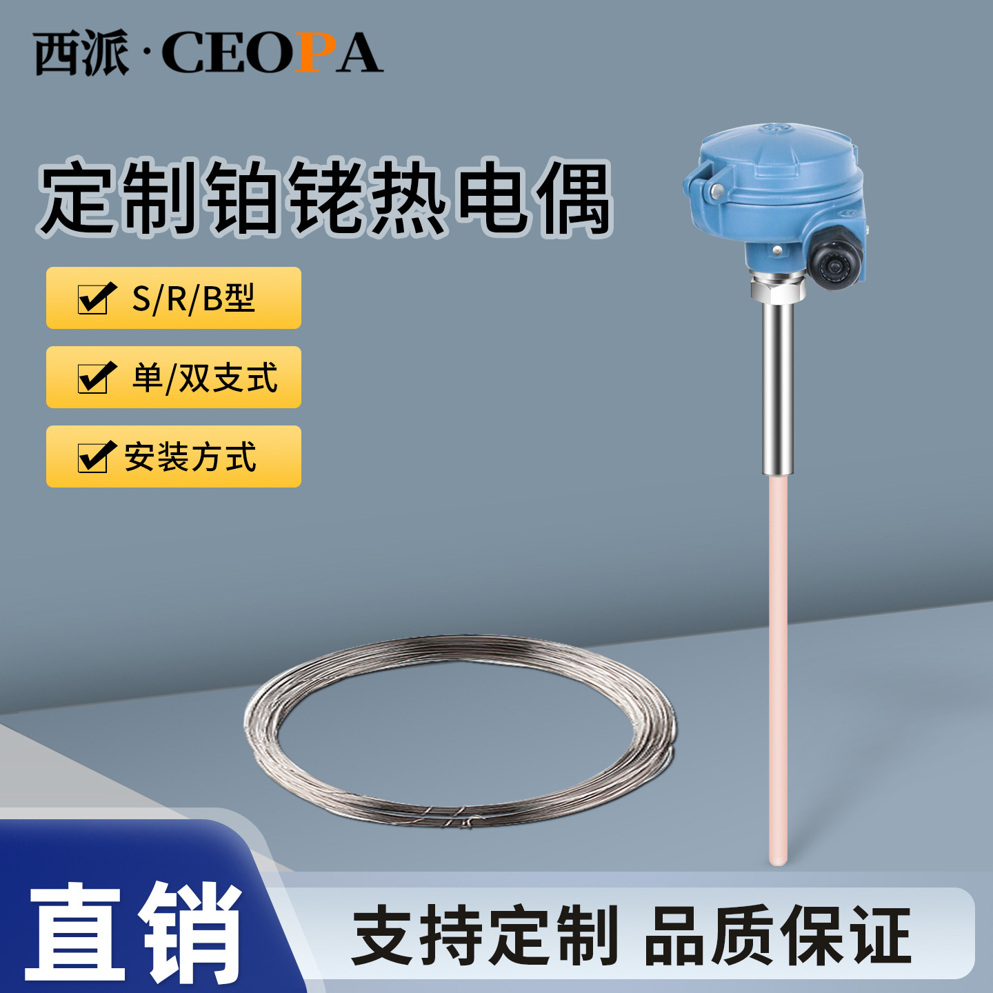 铂铑热电偶S/B/R型偶WRP-130防爆耐高1800℃温刚玉管 铂铑热电阻