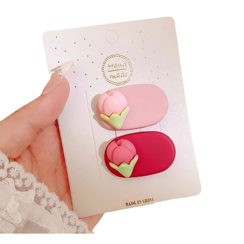 Flores rosadas pinzas de cabello 2025 nueva dulce frente lateral de la mujer frange pinzas de cabello rotas lindas pinzas de boca de pato sin marcas