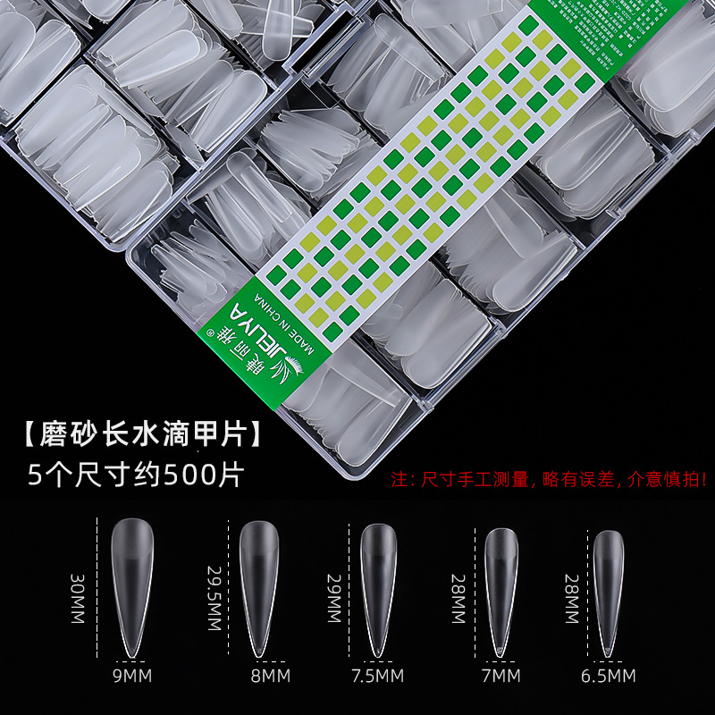 500 piezas de gotas de agua largas (esmeriladas) en 5 tamaños