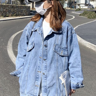 Denim Jacket for Women 2025 Autumn and Winter K-Style New Loose Mid-Length Bf Style Versatile Student Salt Long-Sleeved Jacket