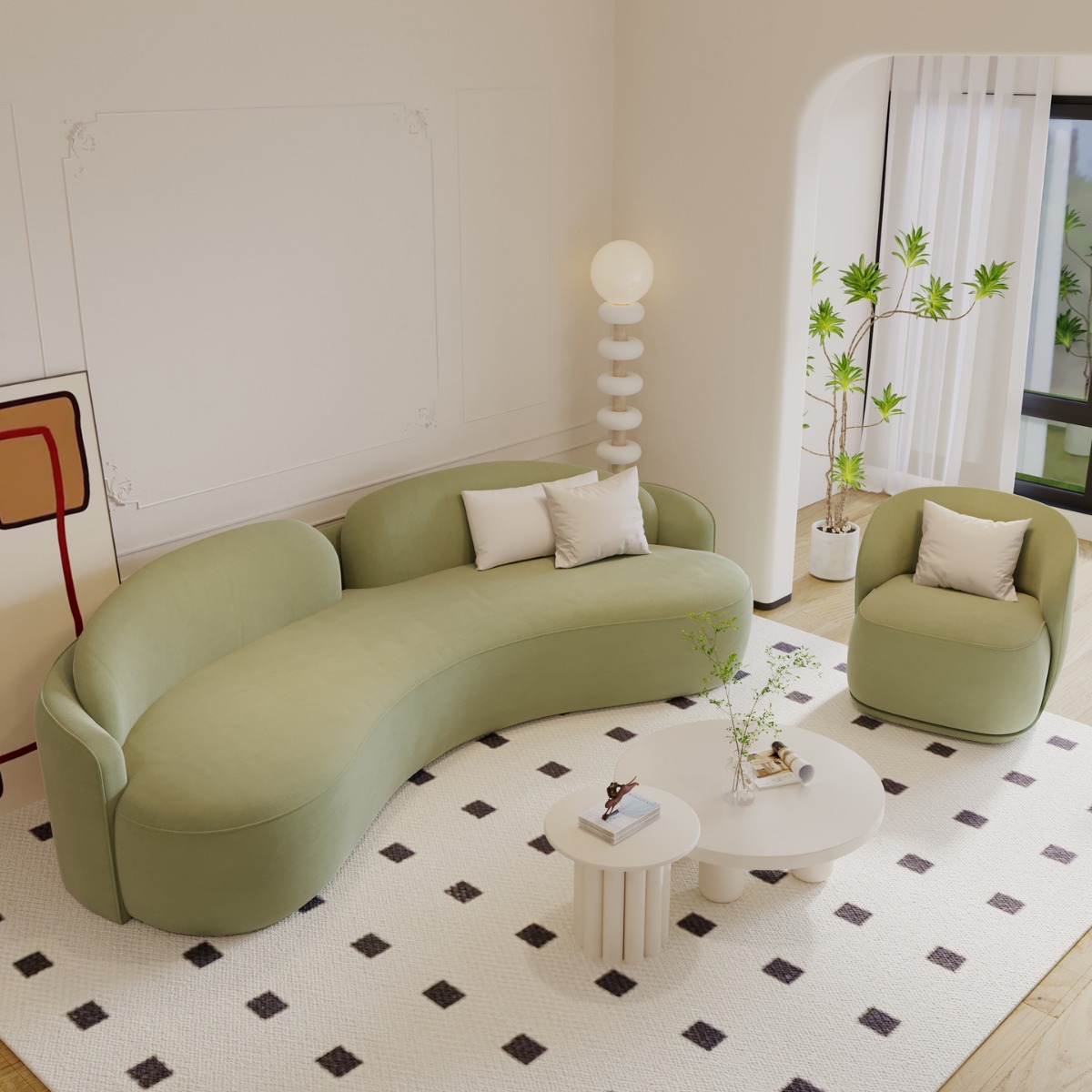 侘寂风布艺沙发小户型奶油风美容院客厅家用沙发服装休闲沙发组合