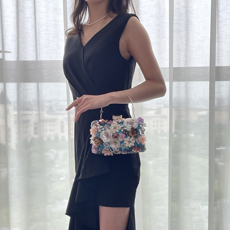 New Arrival Handmade Flower Dinner Bag Cross-border Hot Party Handheld Women's Bag Bridal Evening Bag Beaded Embroidered Women's Bag