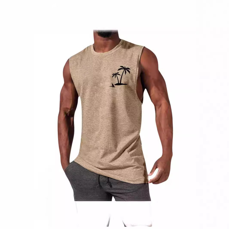 2025 Foreign Trade European and American Men's Casual Printed Tank Top T-Shirt 2025 Foreign Trade European and American Men's Casual Printed Tank Top T-Shirt