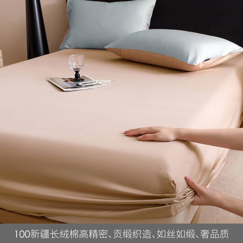 Alta gama de 100 camisas de cama de algodón largo algodón una sola pieza de color sólido tributo satin algodón cubierta de cama de tres piezas