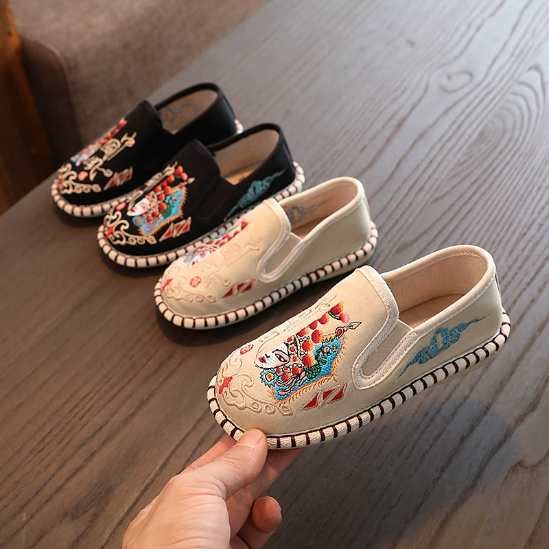 2022 новая обувь Hanfu Детская обувь с вышивкой для мальчиков, старинный костюм, обувь Han, многослойная подошва в китайском стиле, старая Пекинская Тканевая обувь