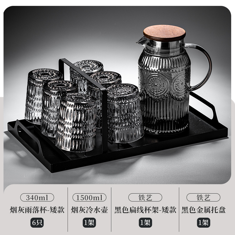 Taza de agua de vidrio en relieve con un conjunto de alta calidad de té para beber jugo de cerveza tazas de café