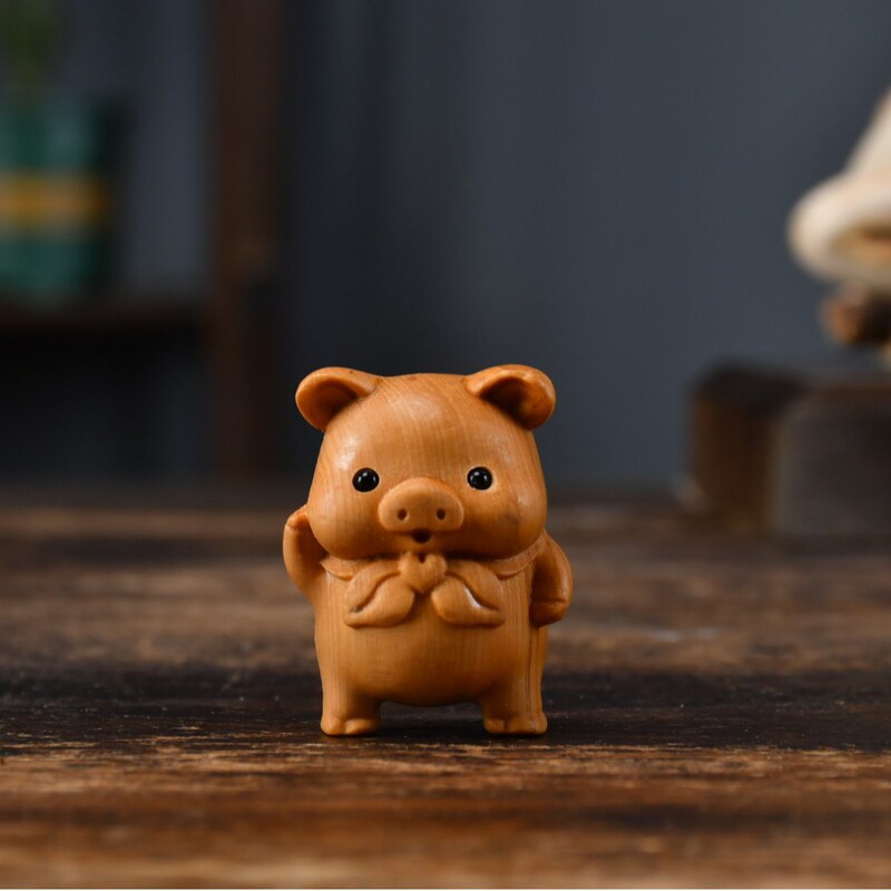 クスノキ工芸品、木彫り、干支ハンドピース、ペンダントフルセット、ねずみと牛の風景、ネットセレブの癒し系文具|undefined