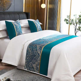 宾馆酒店床上用品轻奢床尾巾床旗床尾垫床盖桌旗靠垫抱枕