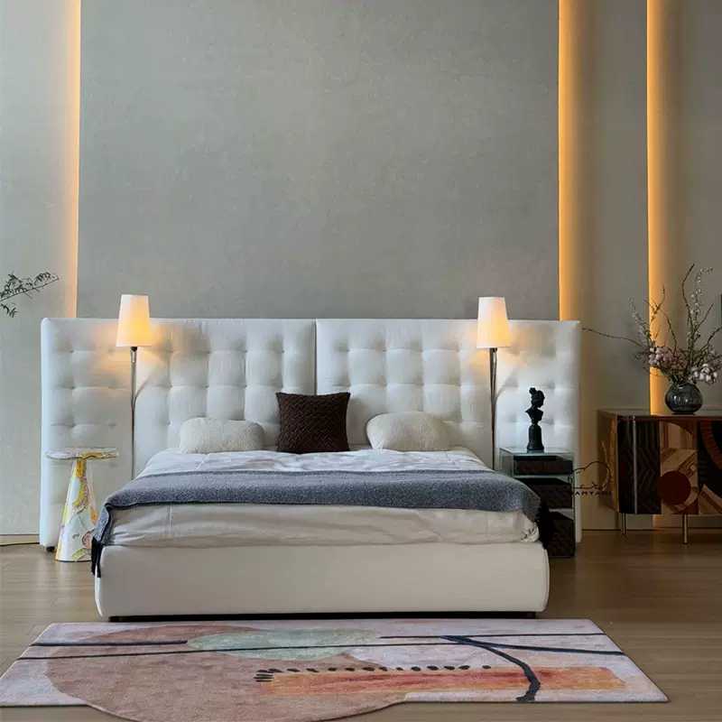 佛山工厂定制Angle天使床意式极简布艺床设计师主卧高端大气高靠