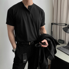 美式复古重磅短袖T恤男polo衫成熟稳重紧袖口健身运动