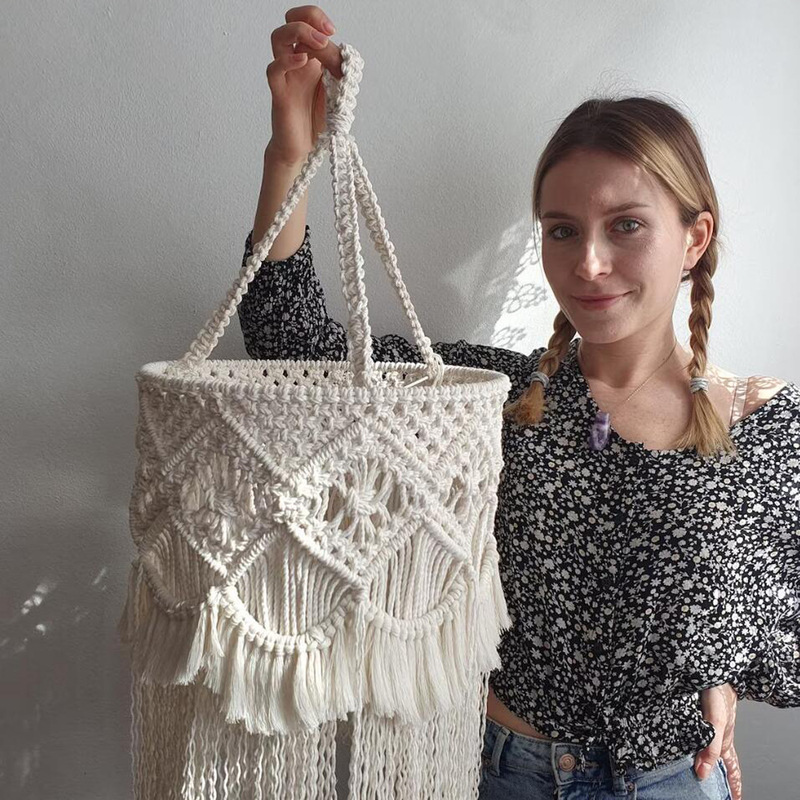 Nordic style hand-woven cotton rope lampshade bohemian B & B lighting pendant room decoration Amazon Supply