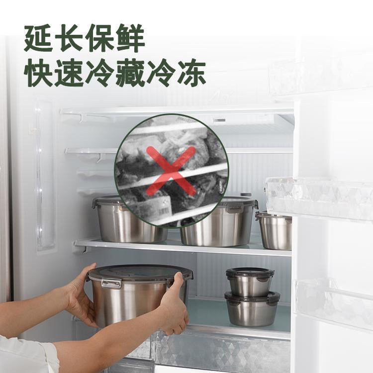 316 caja de acero inoxidable cuenco sellado con cubierta caja de almuerzo redonda caja de alimentos refrigerador almacenamiento fresco