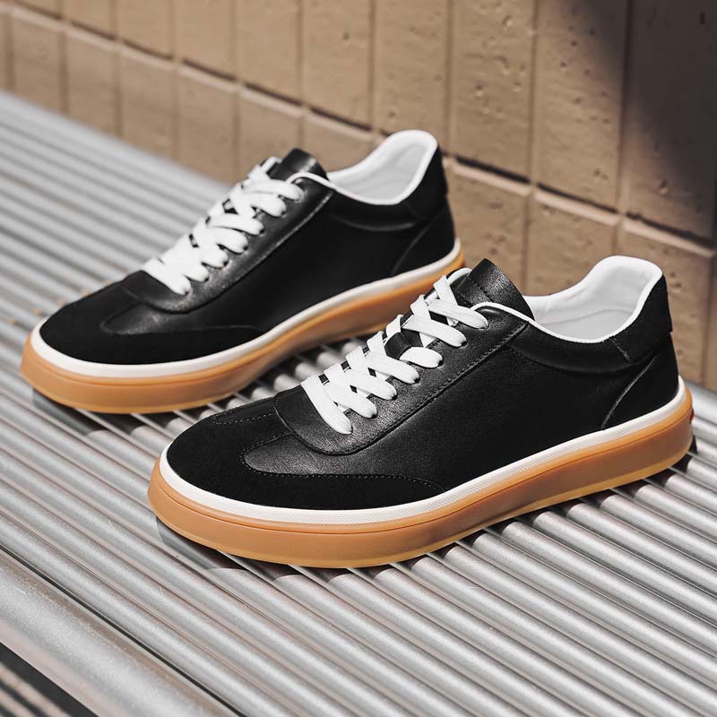 [Cuero de vaca de cabeza] cuero de moda versátil con suela suave de superficie suave de negocios deportivos casuales zapatos blancos cómodos
