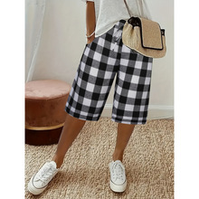 H 71251 Plaid Cotton Linen Shorts ����������ֿ�ŷ��