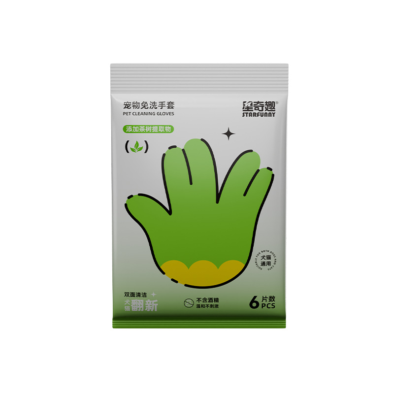 스타 재미 애완 동물 스파 청소 장갑 (6 팩)
