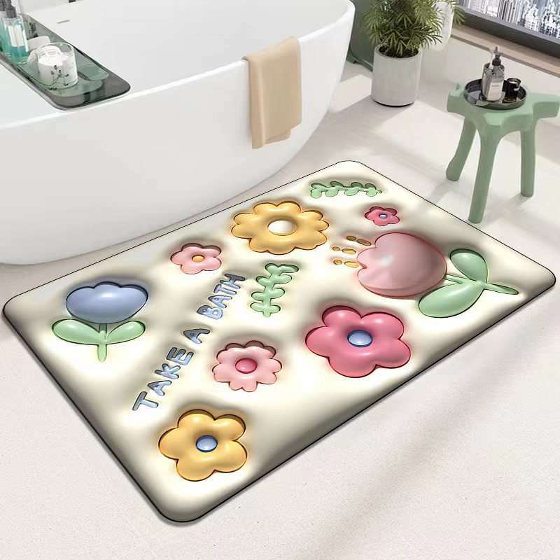 3d Illusion Bathroom Mat Soft Diatomite Chenille Rug Non Slip_voghion.com