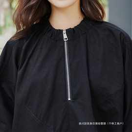 薇语大码女装休闲外套女2023新款胖mm秋装黑色纯色长袖百搭外套