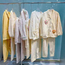 2025冬装混批杂款睡衣女加厚保暖套装开衫纽扣家居服孤品工厂批发