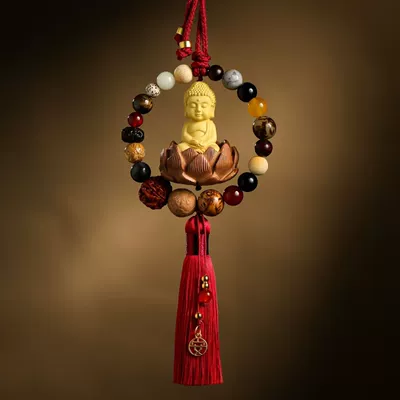 High-end car pendant, eighteen-bead Car hanging - eighteen-seed-buddha-red