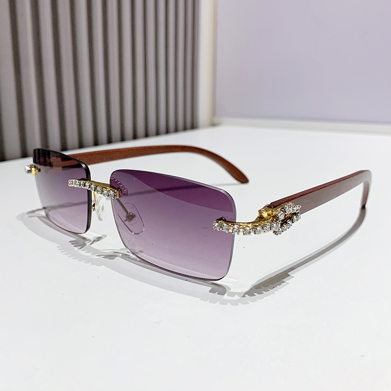 Frameless trimming sunglasses 2024 new cross-border personalized diamond-embedded European and American sunglasses trendy horn street shot sunglasses