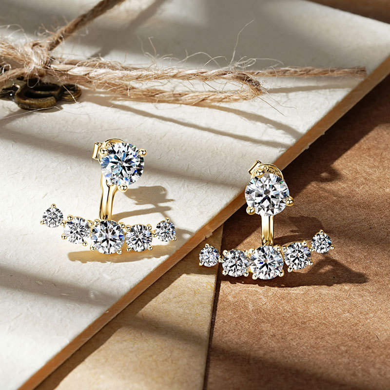 Exquisite Women's Moissanite Stud Earrings in Sterling Silver, Elegant Holiday Gift for Her