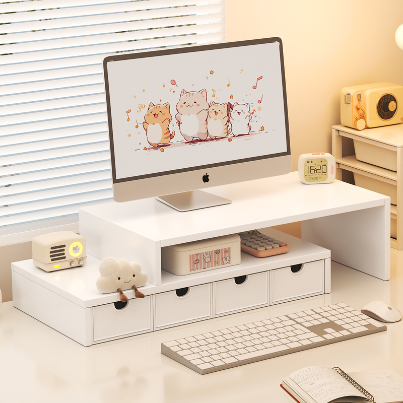 Computer desktop height-adjustable monitor stand, dormitory essentials, office drawer-style laptop storage rack Computer desktop height-adjustable monitor stand, dormitory essentials, office drawer-style laptop storage rack