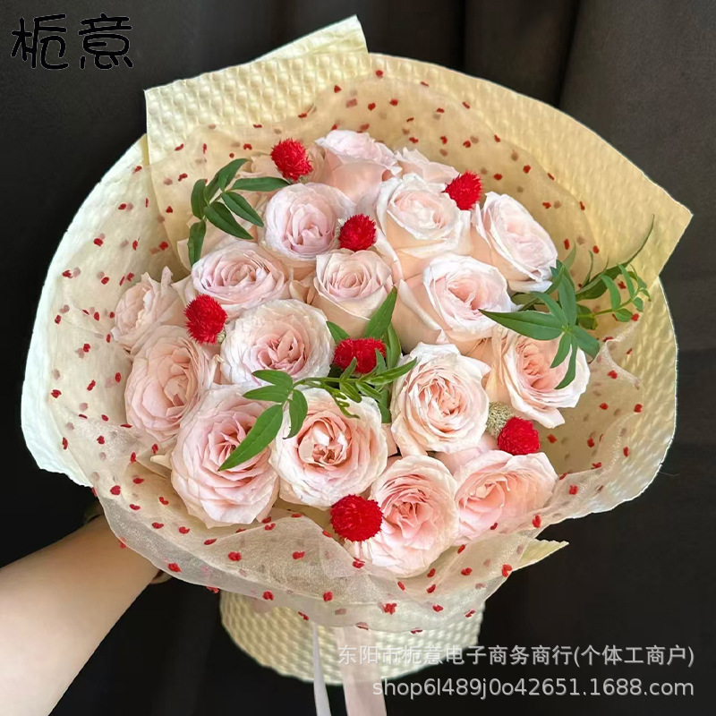 栀意 波点网包花网纱点点纱网泡泡波点网纱玫瑰手工diy材鲜花包装