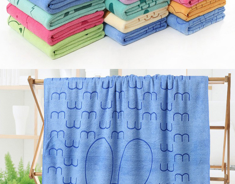 Kopalna brisača iz ultra finih vlaken, brisača za na plažo, ki absorbira vodo, potiskana risana zajčja glava, brisača za odrasle, mehka in brez dlak_voghion.com