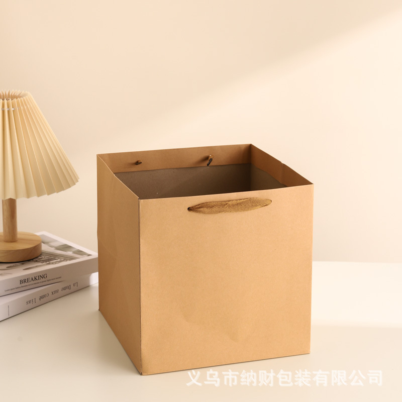 Bolsas de papel kraft espesa bolsa de mano bolsa de papel bolsa de flores al por mayor bolsa de regalo cuadrada