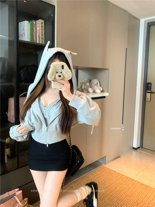 2025新款拼接蕾丝带胸垫吊带背心女秋季无袖上衣外穿卫衣两件套装|undefined