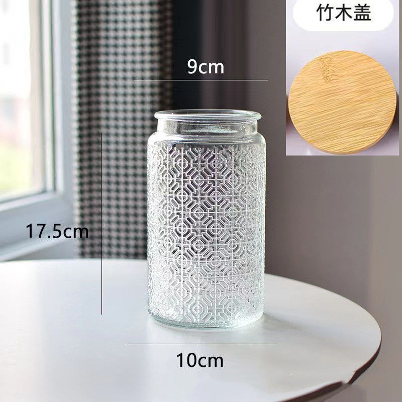 雕花海棠玻璃密封储物罐厨房家用干果零食大容量收纳喜糖罐食品级|undefined