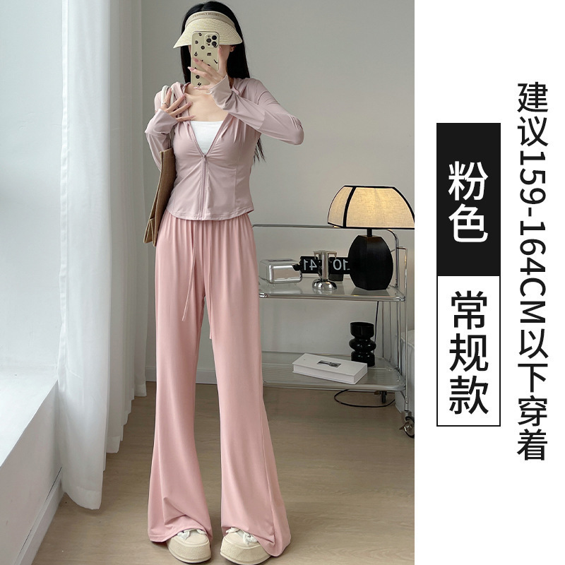 アイスシルク速乾性マイクロフレア日焼け止めと防蚊パンツ女性用新しい夏薄いスタイルハイウエストスポーツフレアパンツ|undefined