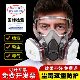 Industrial Dust-Proof and Gas-Proof Mask for Spray Painting and Welding Workers, Chemical Plant Gas Mask, Activated Carbon Anti-Formaldehyde Full Face Mask