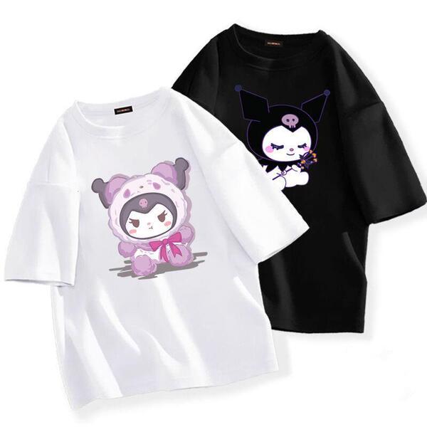 Kawaii Sanrio Kuromi T-Shirt Cute Anime Cartoon Lovers' Pure